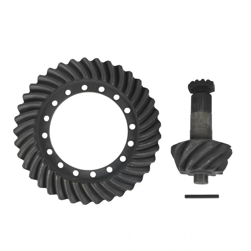 Ring and Pinion Gear Set Ratio: 10.37 Ring Gear: 15.12 inch Outer Diameter x 8.25 inch Inner Diameter x 37 Teeth Pinion Gear: 2.08 inch Spline Outer Diameter x 41 Spline Teeth x 10 Teeth M42 x 1.5 Thread